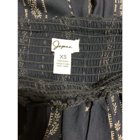 Japna Women's Strapless Smocked Flowy Jumpsuit Blue Paisley Wide Leg Size XS New - Picture 10 of 12